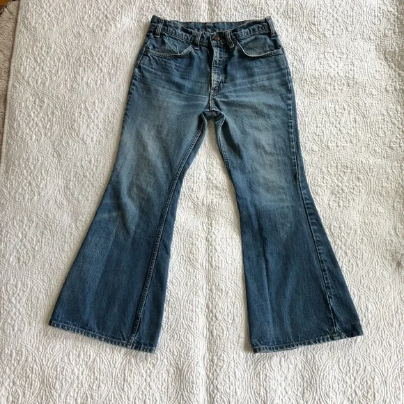 Vintage 70s Levis 684 Orange Tab Bell Bottom Super Flare Jeans - Picture 12 of 14